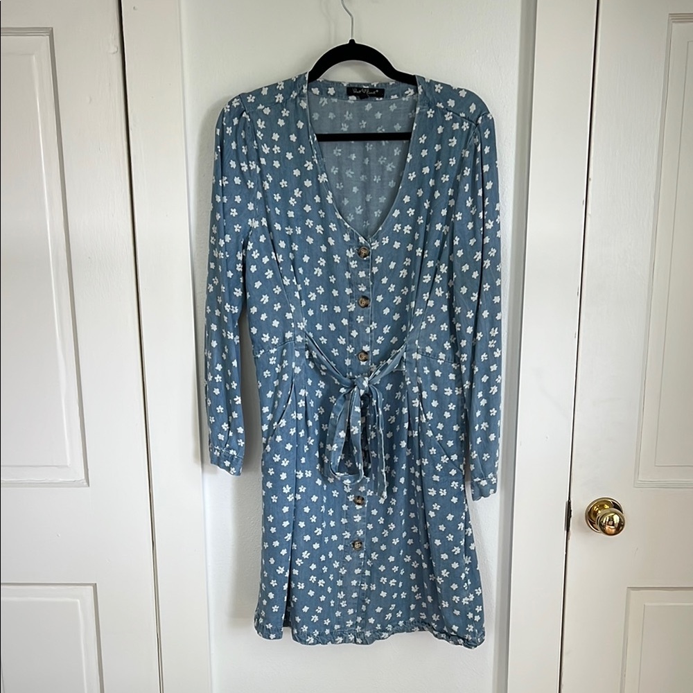 Velvet Heart Blue Wrap Tie Front Sundress